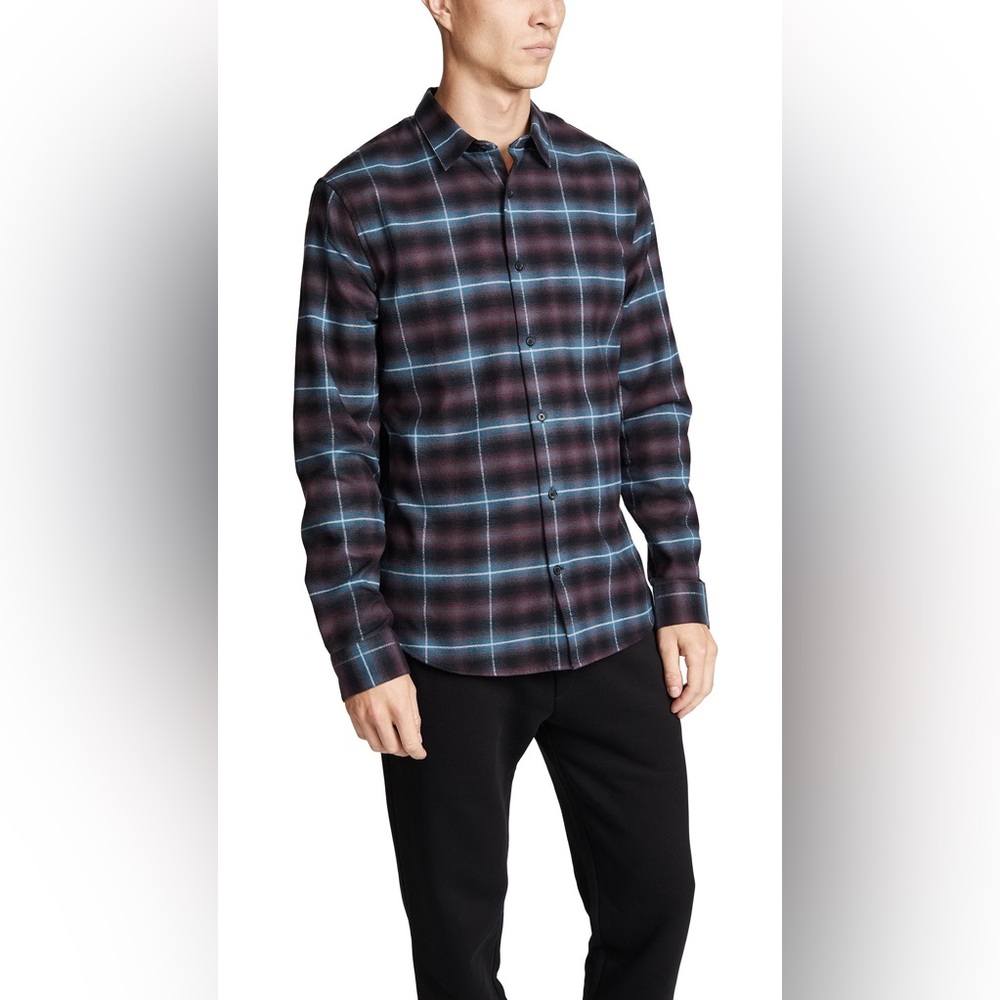 Vince. Shadow Plaid Button Down Shirt